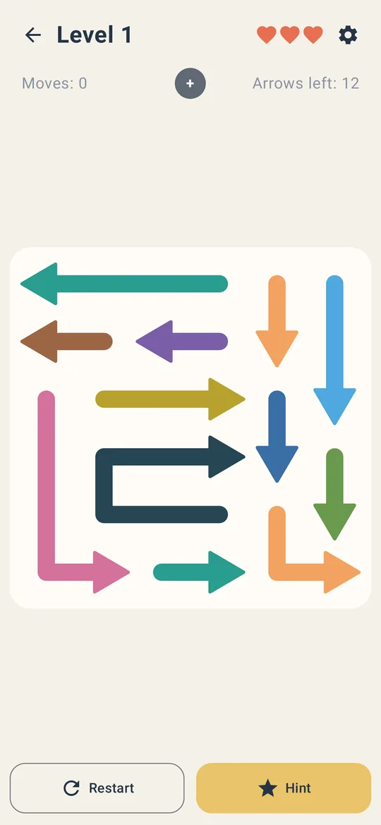 Level 1: a small board of colourful arrows