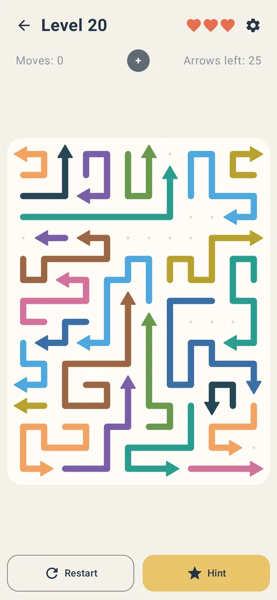 Level 20: a dense board of arrows
